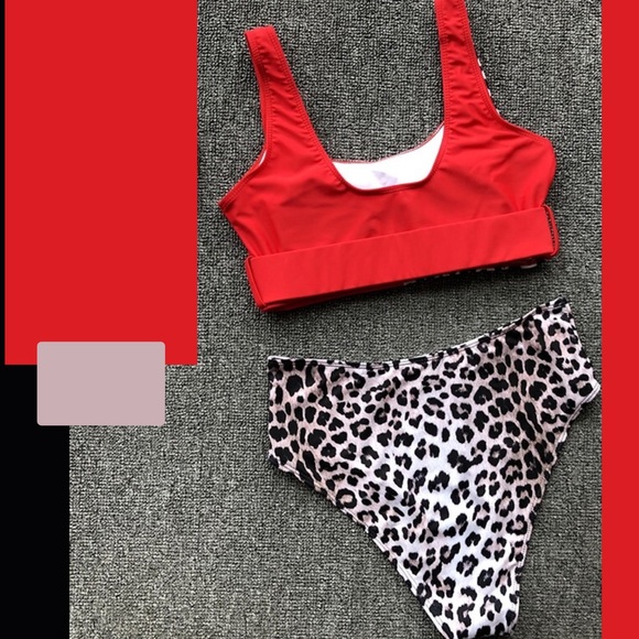 High Waist Leopard Print / Red Bikini NWT - Picture 7 of 8